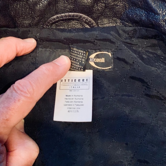 Just Cavalli Ittierre Leather Men's Motorcycle Jacket, size 50, Black - Picture 5 of 8